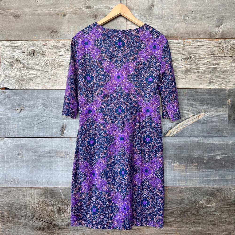 J.McLaughlin Catalina Cloth Astor Tile Sheath Dress XL Purple Stretch Travel - Picture 5 of 8